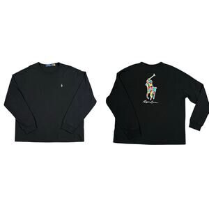 POLO Ralph Lauren Colorful Pony Long Sleeve Heavyweight T-shirt Mens Large Black
